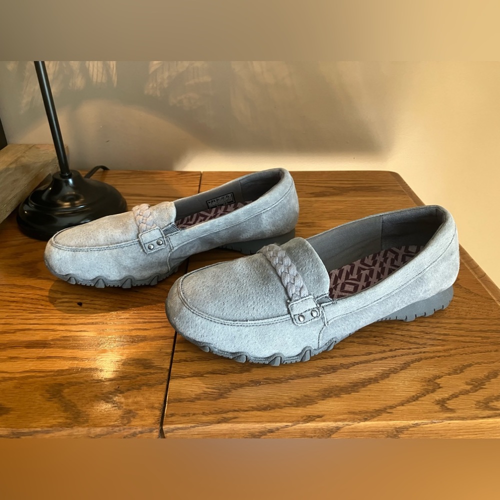 Grey Suede Sketchers Memory Foam Loafers - image 1